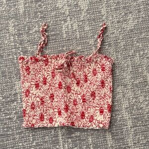 Reformation Red and White Floral Top